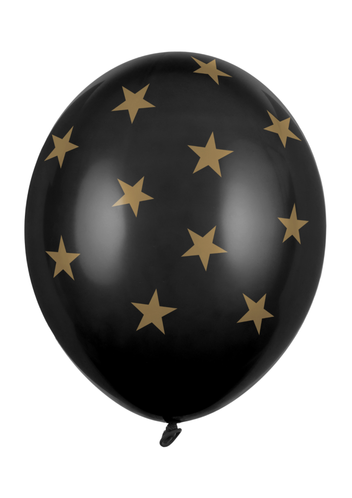 Czarny balon lateksowy w złote gwiazdki